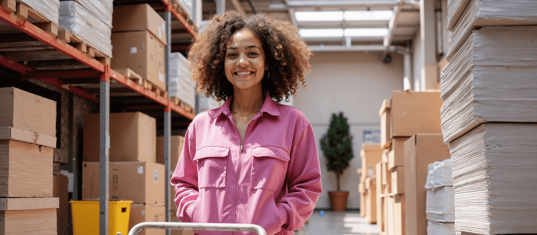 Woman standing in warehouse
